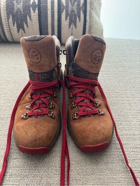 Danner Tan Suede Hiking Boots with Red Laces